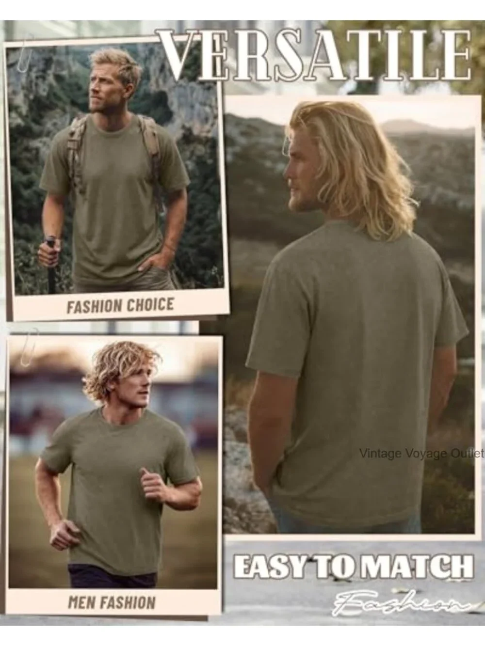 Mens Oversized Vintage Washed Crew Neck T-Shirt Heavyweight Cotton Spandex